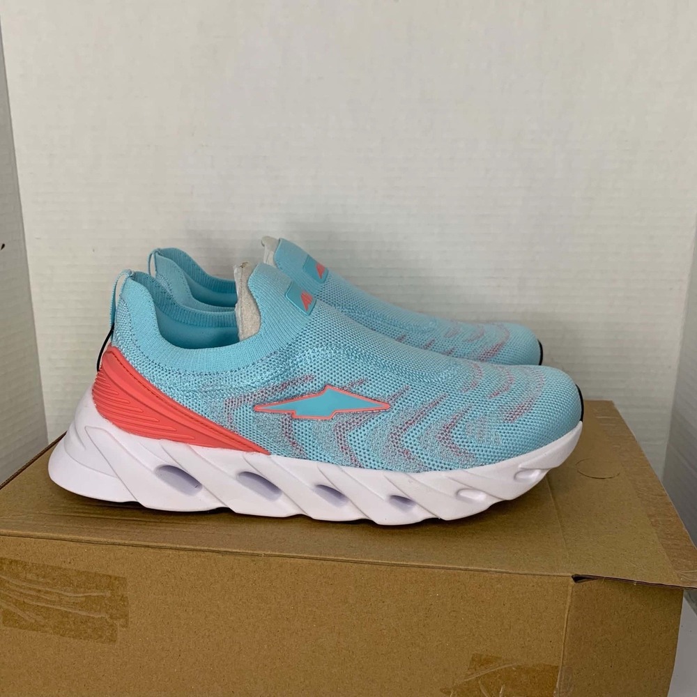 New Girl's Big Kids Avia Easy On Off Memory Foam Athletic Shoes Teal Pink Size 6